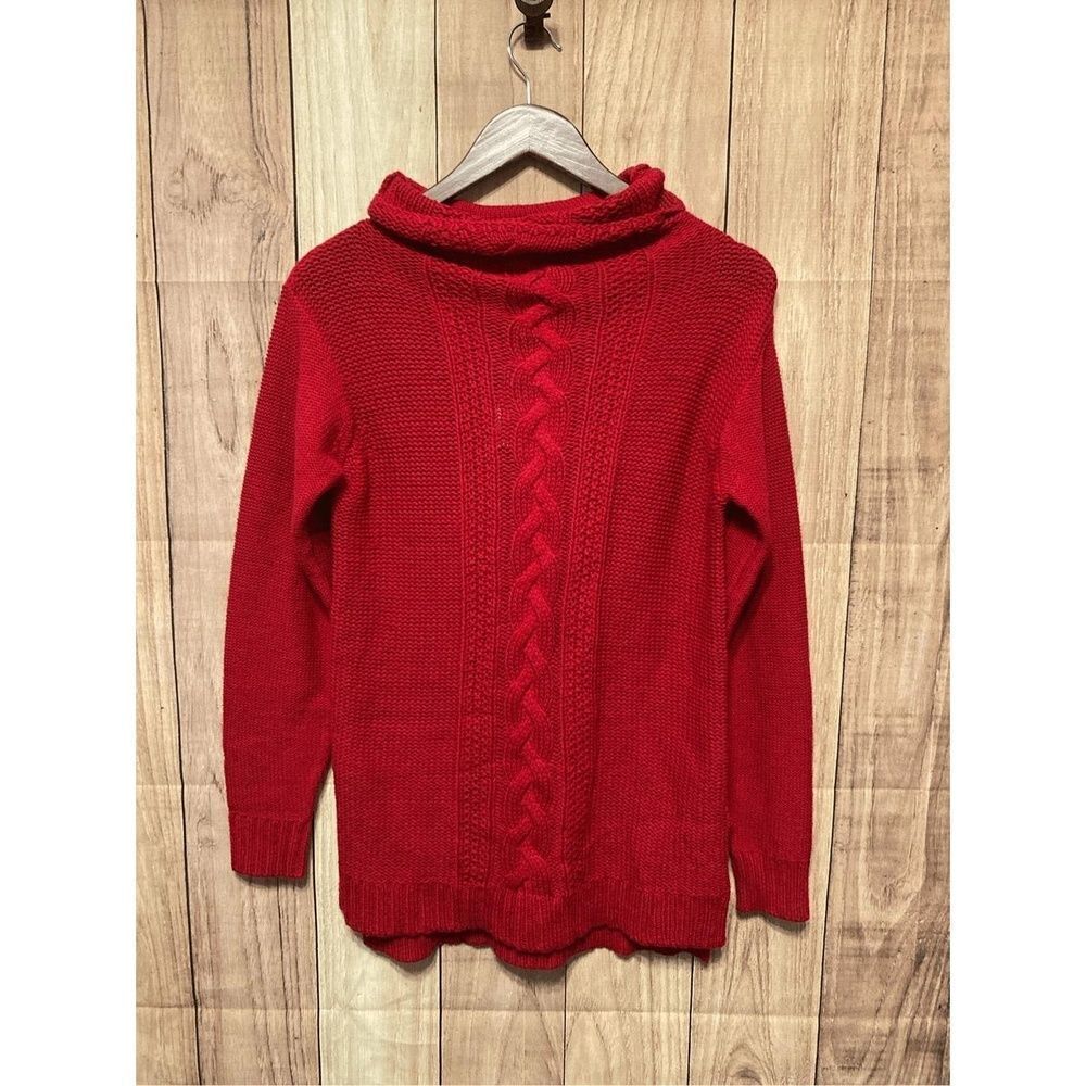 Chaps Medium womens Sweater NWT red cable knit cowl neck